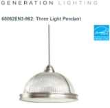 GENERATION LIGHTING 3-LIGHT PENDANT, BRUSH NICKEL (NEW)