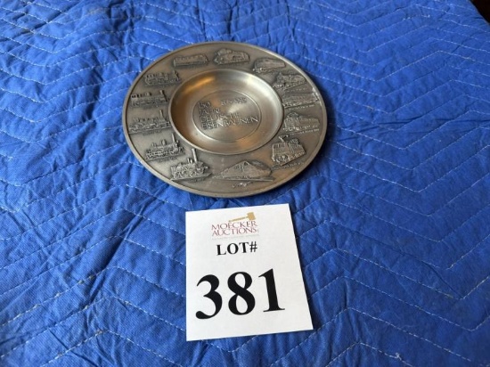 ZINN GEGOSSEN COMMEMORATIVE TRAIN PLATE