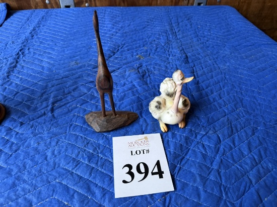 BIRD STATUES OF A CERAMIC OSTRIDGE, 5.5" TALL &