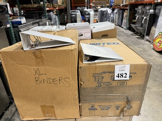 BOXES OF ASSORTED SIZE BINDERS