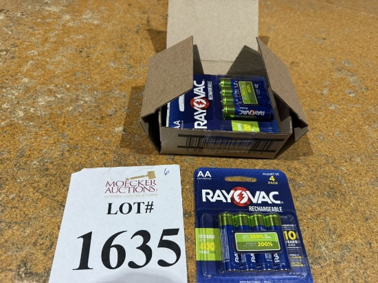 RAYOVAC RECHARGEABLE AA 4-PACK BATTERIES, NEW