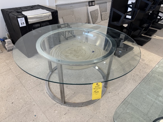 ROUND GLASS TOP "ARTISAN TABLE" WITH CHROME BASE