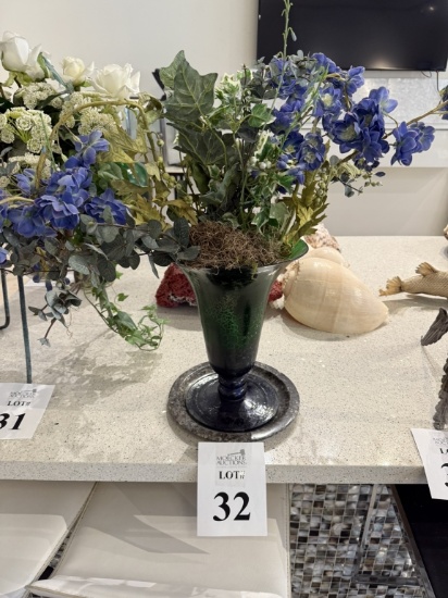 FAUX POTTED PLANT IN GLASS VASE