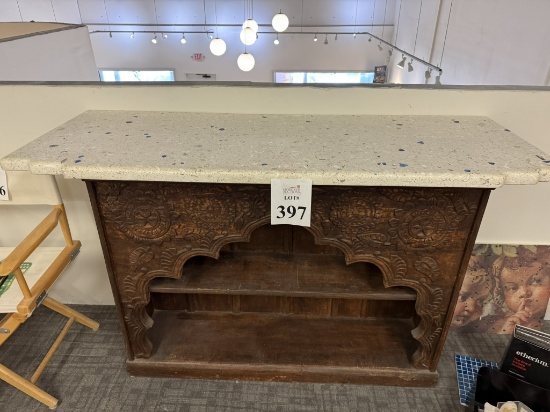 HAND CARVED WOOD CONSOLE TABLE