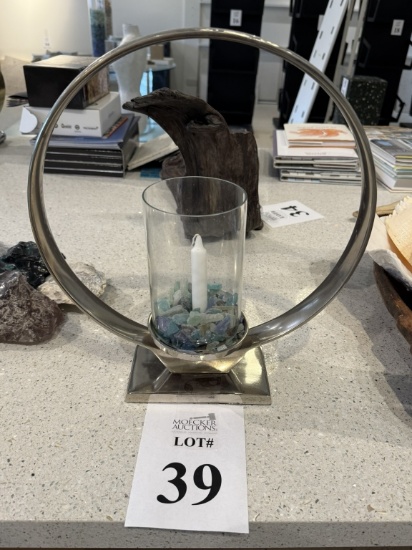 METAL AND GLASS CANDLE HOLDER