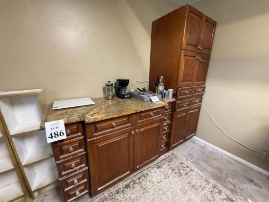 WOOD AND GRANITE TOP CABINETS