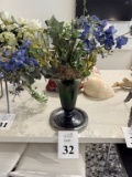 FAUX POTTED PLANT IN GLASS VASE