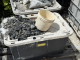 TOTES WITH ASSORTED GLASS AND STONE ROCKS