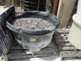 PLASTIC TUB WITH ASSORTED GLASS ROCKS