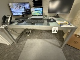 METAL AND GLASS TOP OFFICE TABLE