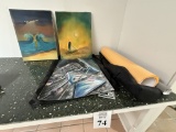 LOT CONSISTING OF ASSORTED CANVAS PAINTINGS