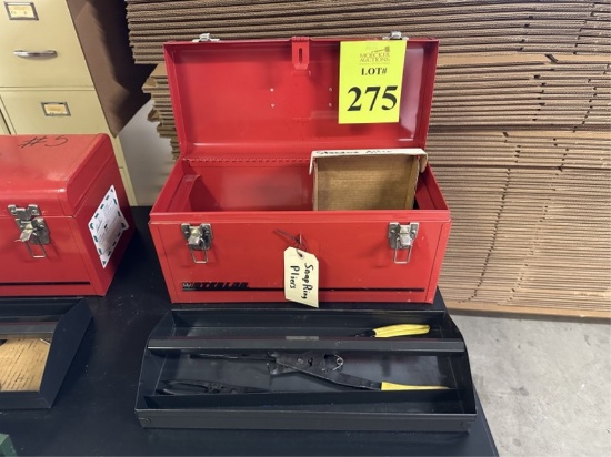 WATERLOO METAL TOOLBOX WITH MISCELLANEOUS TOOLS
