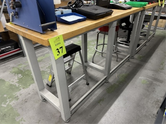 LOT CONSISTING OF: (2) WOOD TOP METAL FRAME