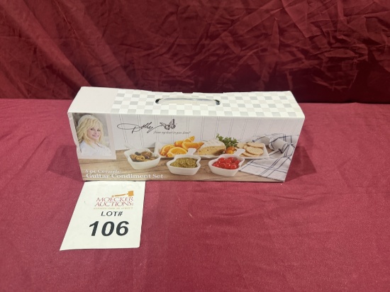 DOLLY 4 PC CERAMIC GUITAR CONDIMENT SET (NEW)