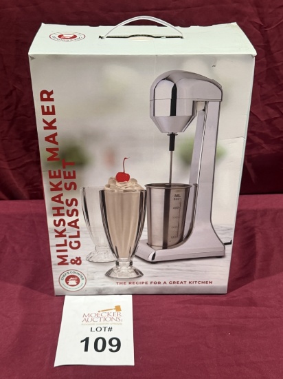 CHEF'S COUNTER MILKSHAKE MAKER & GLASS SET (NEW)