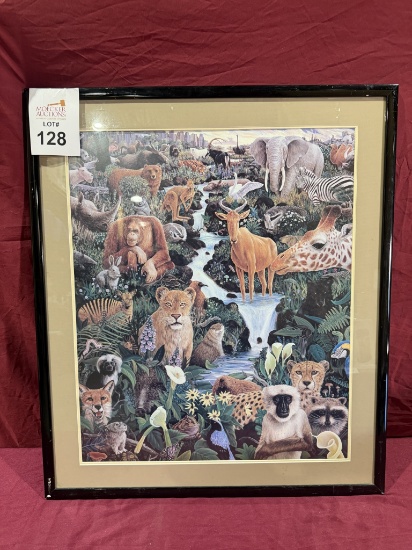 Framed Print Of Jungle Animals 36" X 32"