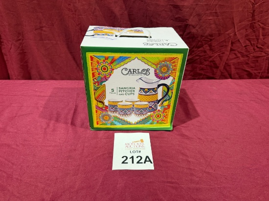 CARLOS SANTANA 5 PC SANGRIA PITCHER AND CUPS (NEW)