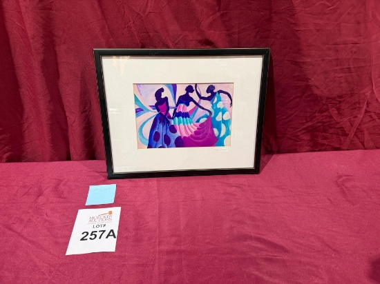 FRAMED ABSTRACT PRINT OF DANCERS 19" X 15"