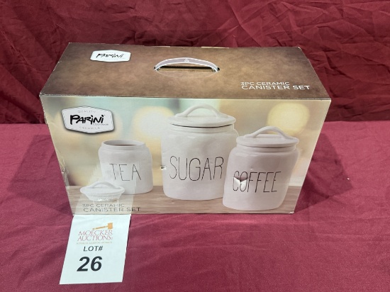 PARINI COOKWARE 3 PC CERAMIC CANISTER SET (NEW)
