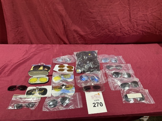 LOT CONSISTING OF ASSORTED BRANDS EYEGLASS FLIP-UP AND LENSES