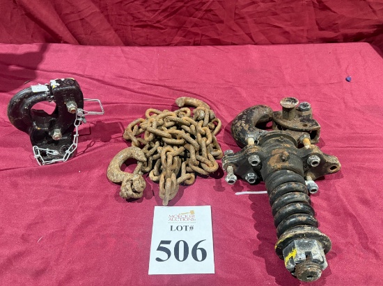 LOT CONSISTING OF ASSORTED TRUCK HITCHES & CHAIN