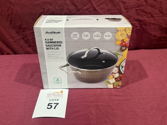Basil & Kraft 4.2 Qt Hammered Saucepan (New)