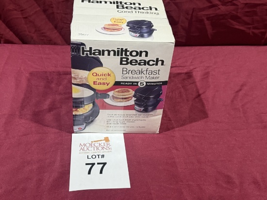HAMILTON BEACH BREAKFAST SANDWICH MAKER (NEW)