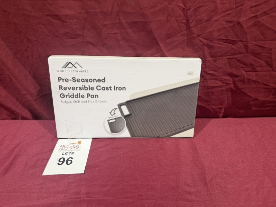 Woodcrest&Maple Pre-Seasoned Reversible Cast Iron Griddle Pan (New)