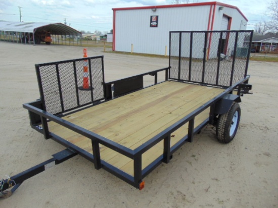 JTW12 - 6.4x12' TRAILER W/ SIDE GATE & TAILGATE - WOOD FLOOR, 3500LB. AXLE,