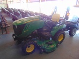 John Deere 1023E riding lawn mower, 60D deck drive over, two post rops, hyd