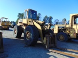 CAT 936 wheel loader, 8' forks, closed cab, good tires, brakes work, SN: 33