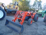 Kioti DK50 SE 4x4 tractor, 2 post rops, turf tires, rear lift arms, center