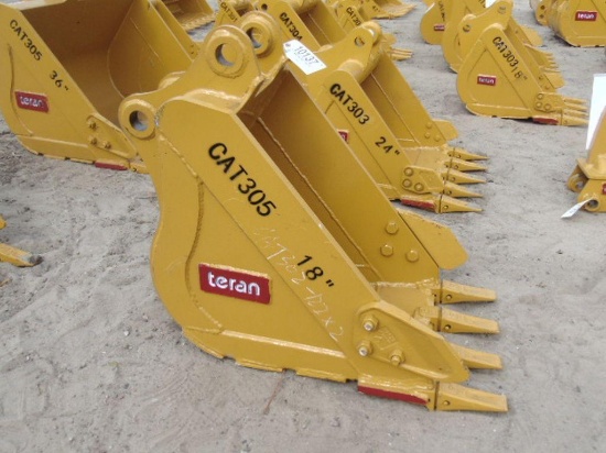 New Teran 18'' bucket for CAT305/306 with side cutters, reinforcement plates and 4HD Tips, PIN45x345