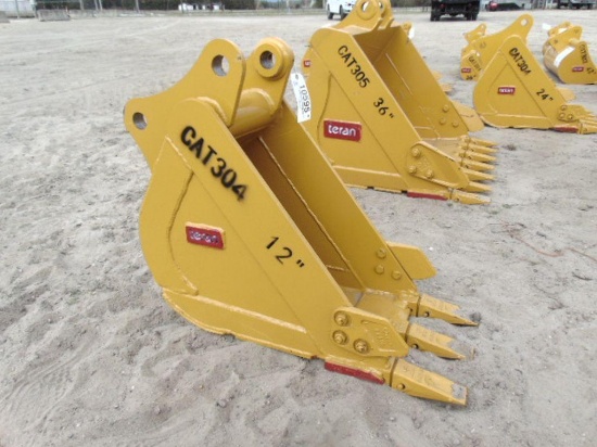 New Teran 12'' bucket for CAT 304 with side cutters,reinforcement plates and 3HD TipsPIN40x345