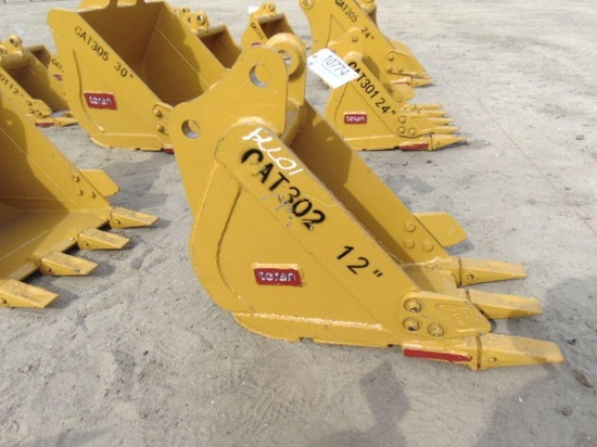 New Teran 12'' bucket for CAT 302 with side cutters, reinforcement plates and 3HD Tips, 35MM pins