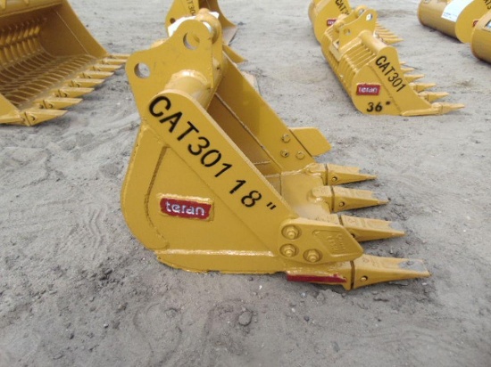 New Teran 18'' Bucket for CAT 301 with side cutters & 4HD TipsJ250 Tips30MM Pins