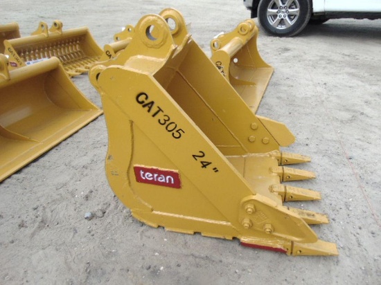 New Teran 24'' Bucket for CAT 305/306 with side cutters, reinforcement plates and 5HD Tips,