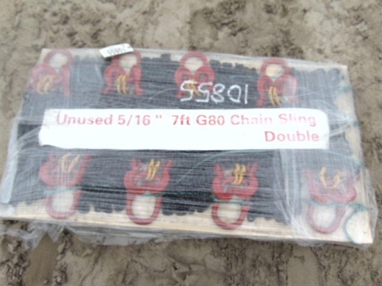 Pallet of (New) 5/16'' 7' G80 chain sling double with hooks