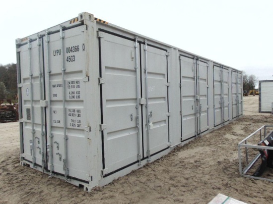 40' Sea Container 9'6'' high 4 Double door on side 1 Double door rear