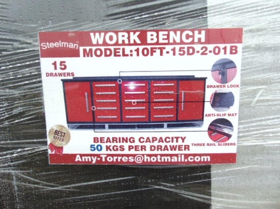 Steelman work bench 15 drawers,10'-15D-2-01B