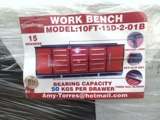 Steelman work bench 15 drawers,10'-15D-2-01B