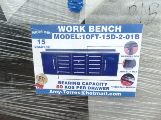 Steelman work bench 15 drawers,10'-15D-2-01B