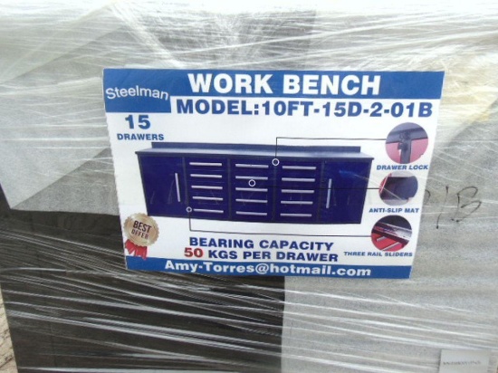 Steelman work bench 15 drawers,10'-15D-2-01B