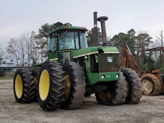 John Deere 8630H 4wd articulated tractor closed A/C cab, 6 hyd outlets, rear lift arms, draw bar