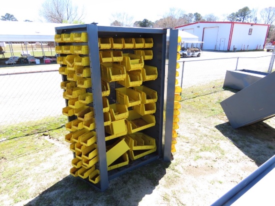 Metal storage cabinet w/plastic bins