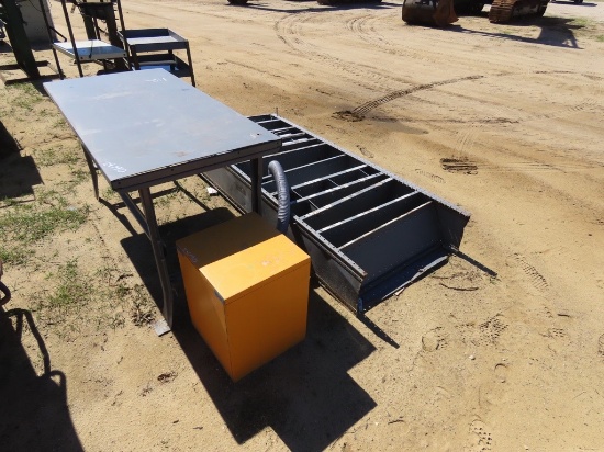Metal table/bolt bin cabinet w/ flammable storage cabinet