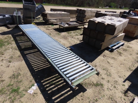 13ft Hytrol industrial hand cart w/conveyor belt rollers