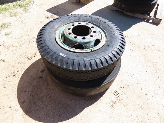 (2) Goodyear 10.00-20 rims & tires