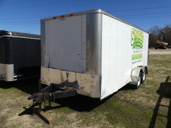 7ft x 16ft T/A Cargo Trailer, ramp door, rear & side door (NO TITLE)