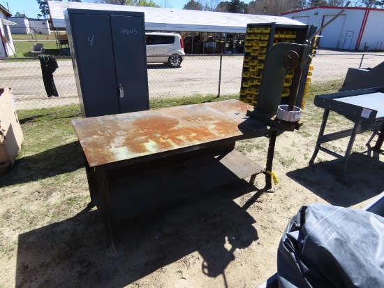 34inch x 3ft x 6ft metal work table w/Dake arbor press 1 1/2 B1